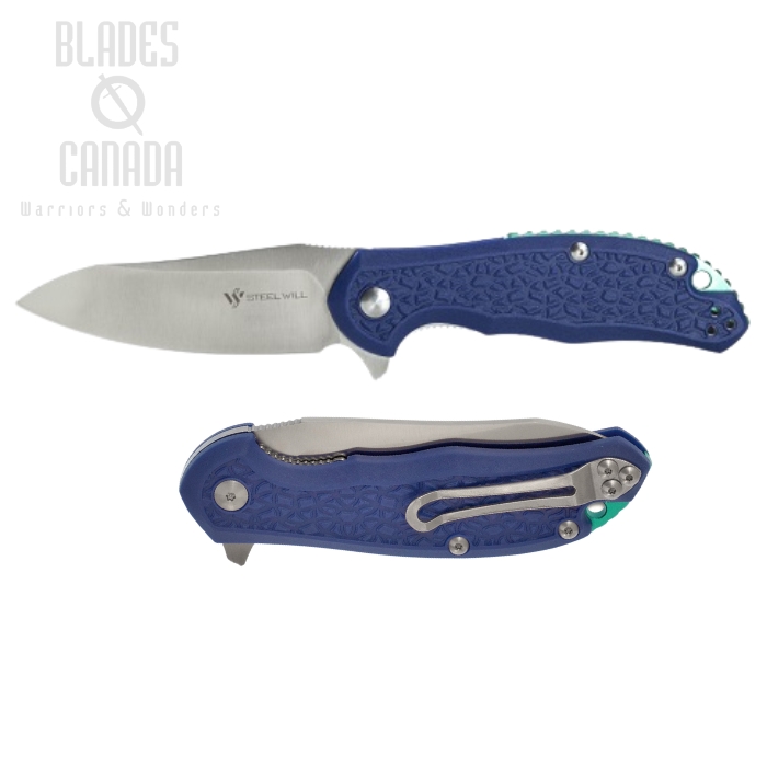 Steel Will Modus Flipper Folding Knife, D2 Steel, FRN Blue, F25-15